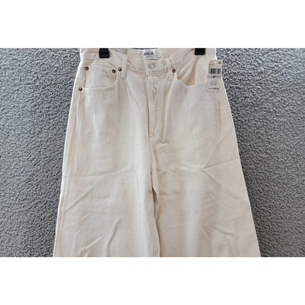 AGOLDE Dame High Rise Wide Leg Jeans Womens 27 Fortune Cookie Button Fly Closure - Picture 3 of 15